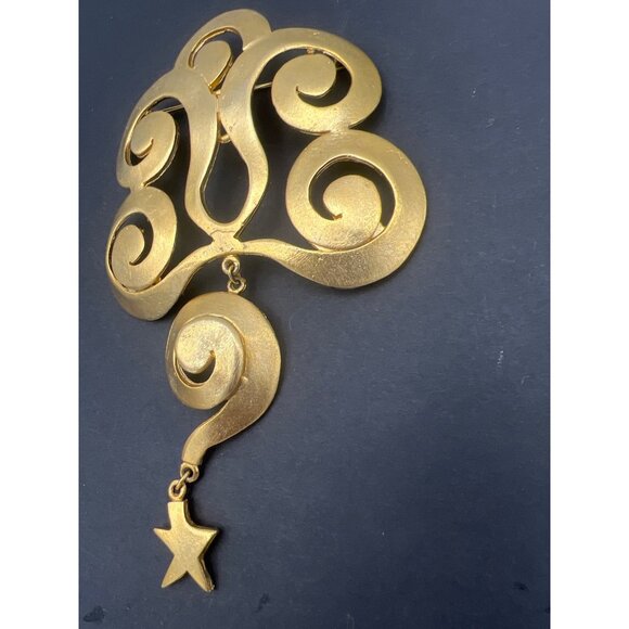 Vintage Ultra Craft Shoulder Brooch Pin Articulated Scroll Star Statement - Picture 6 of 9